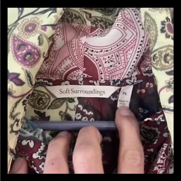 Soft Surroundings Shirt Top PL Colorful Mix Paisley Semi Sheer Tie Neck Langdon - Picture 3 of 5